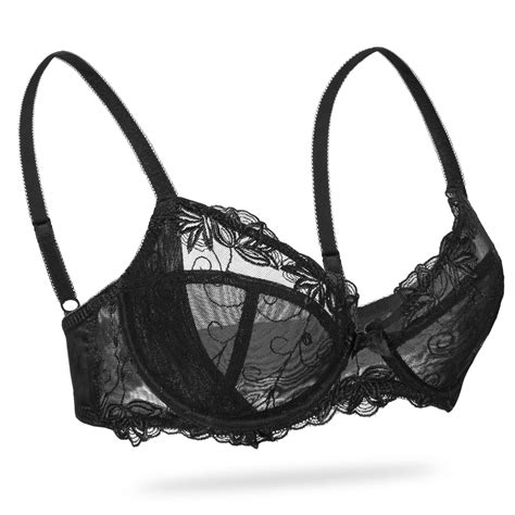 lace see thru bra|See.